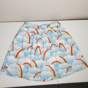 ModCloth Dreamscape Sky Park Skirt Sky Rainbow Womens Size L